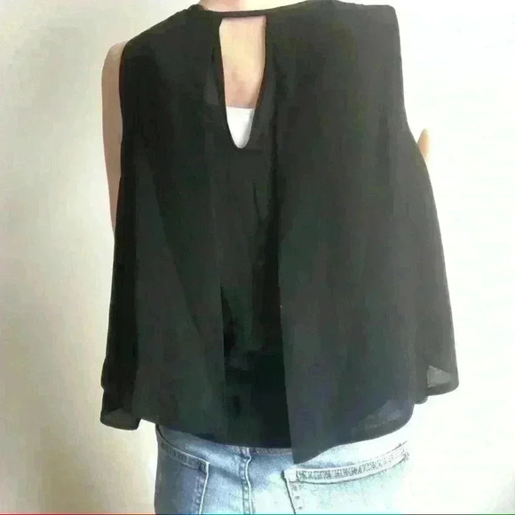 Zara Women’s Black Sleeveless Ruffle Formal Office Work Tunic Top Extra Small - Picture 3 of 6